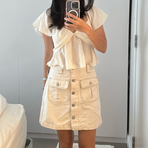 NWT RE/DONE Cream Denim Skirt Size 26 - Picture 1 of 5